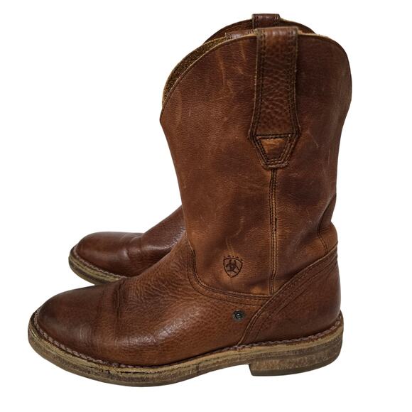 Ariat Pecos 18131 Men's Brown Leather Round Toe Pull-On Western Boots Size 8.5B - Picture 1 of 6